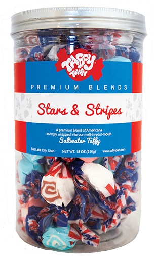 Stars & Stripes Gift Jar - Taffy Town Gourmet Salt Water Taffy Gift Jars, 18 Ounces (550x550), Png Download