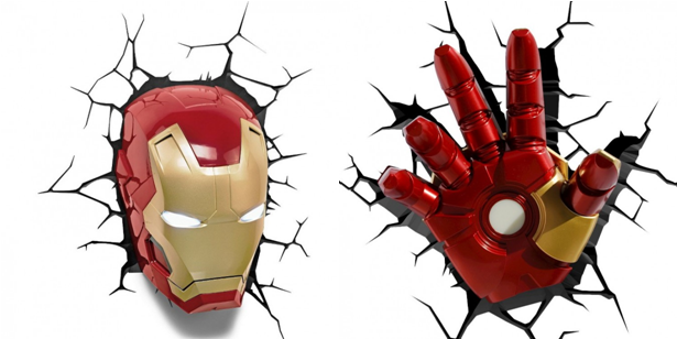 Luminárias De Parede Dos Vingadores - 3d Deco Night Light - Iron Man's Hand (924x309), Png Download