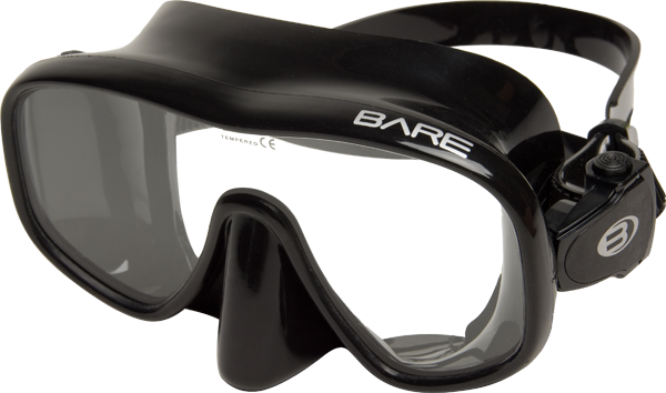 Bare Frameless Single Lens Black Silicone Mask (600x354), Png Download