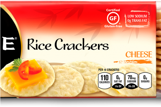 Cheese Rice Crackers - Ka'me Rice Crackers - Original - 3.5 Oz. (560x416), Png Download