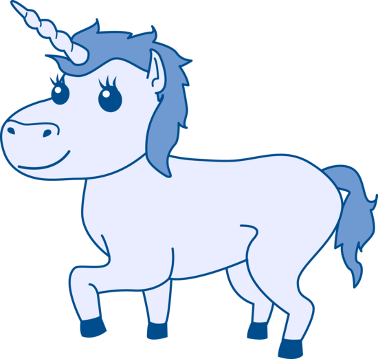 Unicorn Clipart Silly - Blue Unicorn Clipart (550x522), Png Download