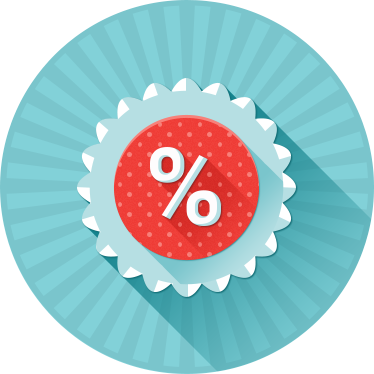 %, Badge, Emblem, Discount, Deduction, Price, Price - Discount Icon Flat Png (374x374), Png Download