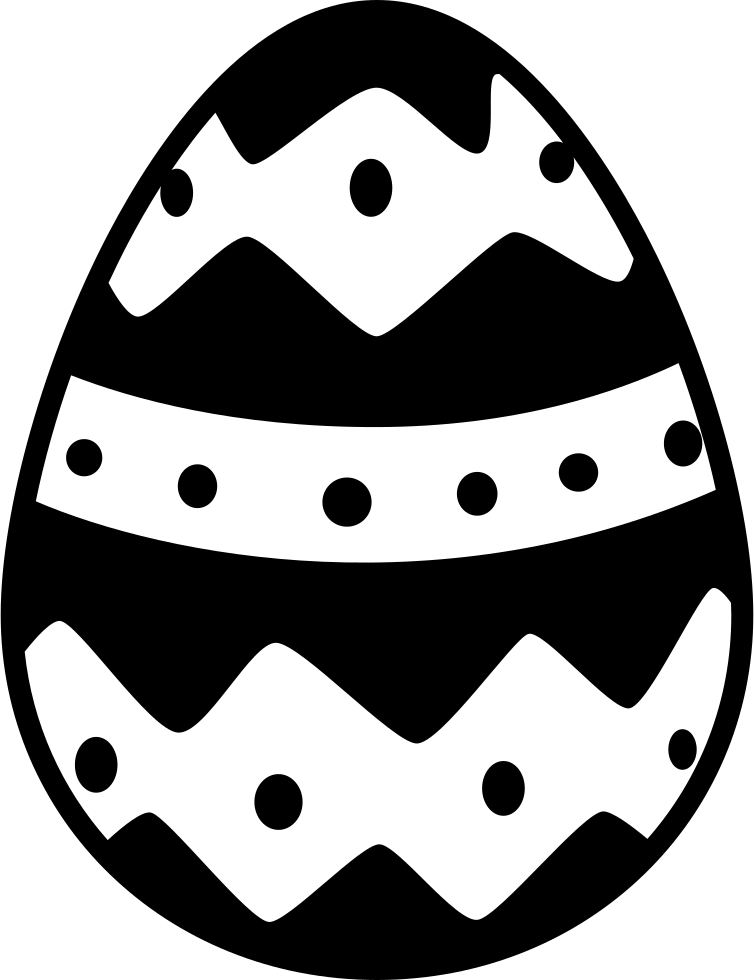 Easter Egg With One Horizontal Straight Line And Two - Easter Egg Vector Black And White (754x980), Png Download