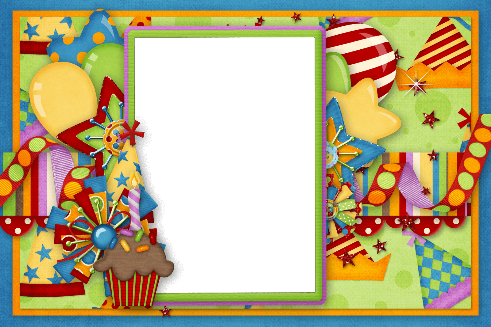 Marco De Cumple Con Dulces Y Confeti - Marcos Para Fotos De Cumple (1600x1067), Png Download