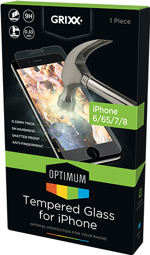 Tempered Glass For Iphone 6/6s/7/8 - Grixx Optimum (555x688), Png Download