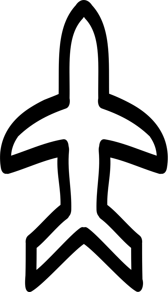 Airplane Hand Drawn Outline Pointing Up Comments - Icon (565x980), Png Download