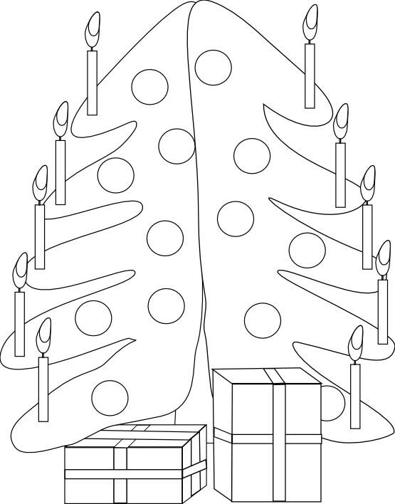 Machovka Christmas Tree Black White Line Art Coloring - Christmas Day (555x708), Png Download