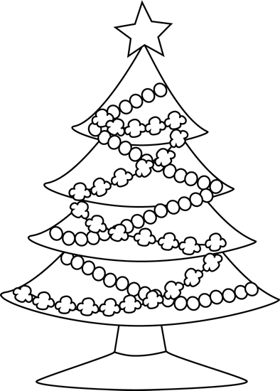 Free Christmas Tree Drawing Black And White - Christmas Tree White Black (394x550), Png Download