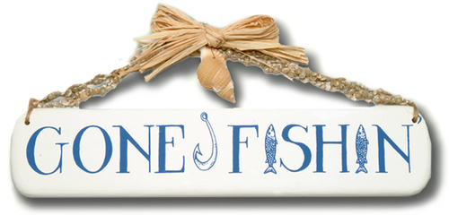 Gone Fishing Wooden Sign - Gift Wrapping (500x240), Png Download