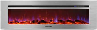 60" Built-in Electric Fireplace Stainless Steel - Stainless Steel 60 Electric Fireplace (350x350), Png Download