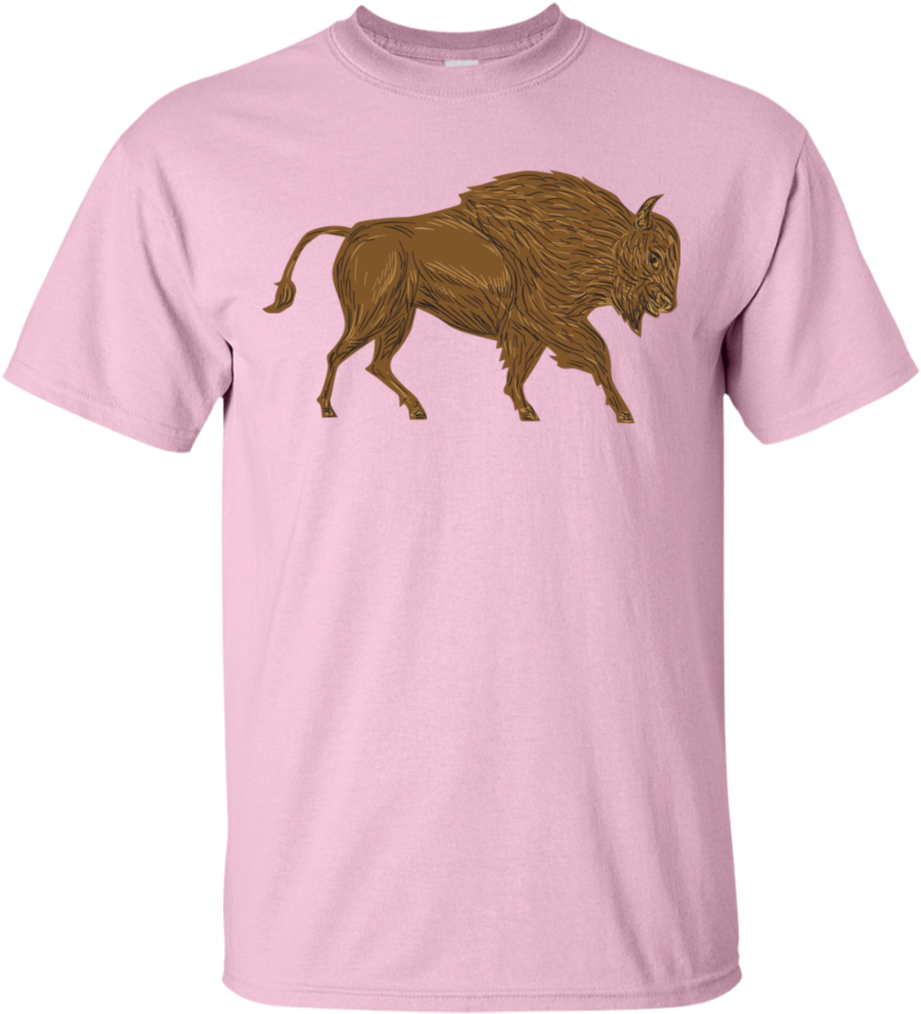 North American Bison Buffalo Charging Retro Gildan - Zombie Ate My Brain (1024x1024), Png Download