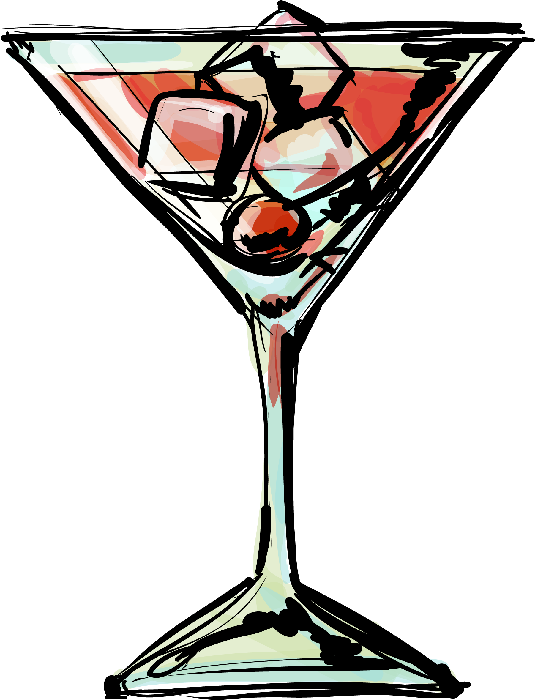 Champagne With Glass Png Clipart - رسم الكحول (1801x2356), Png Download