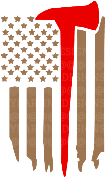Firefighter Axe Flag Svg - American Flag With An Axe (344x580), Png Download