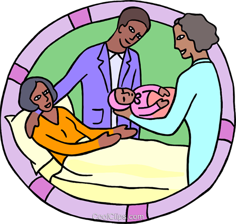 Newborn With Parents In Maternity Ward Royalty Free - Maternity Ward Clipart (480x456), Png Download