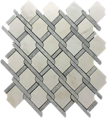 Pearl White With Pacific Gray Bar Argyle Mosaic - Mosaic (380x418), Png Download