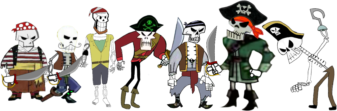 Clipart Skeleton Crow - Pirate Skeleton Crew (1194x407), Png Download