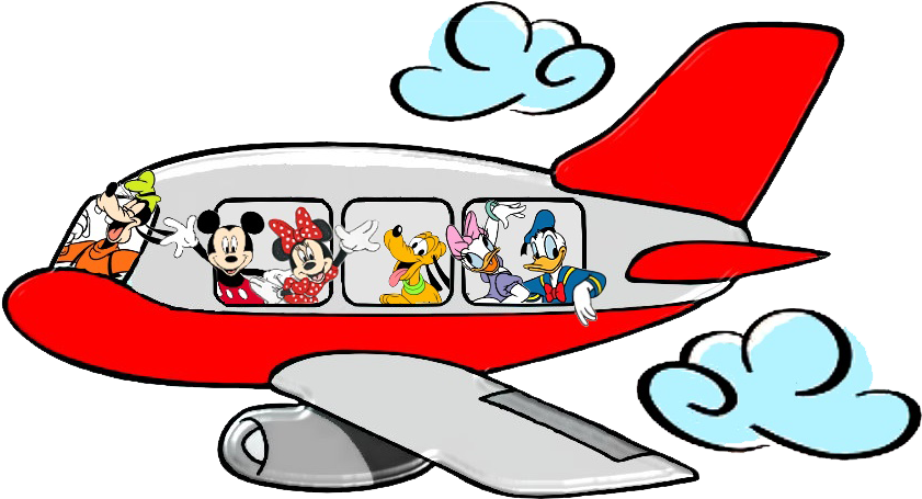 Mickey Mouse Airplane Clipart - Mickey Mouse On A Plane (862x503), Png Download