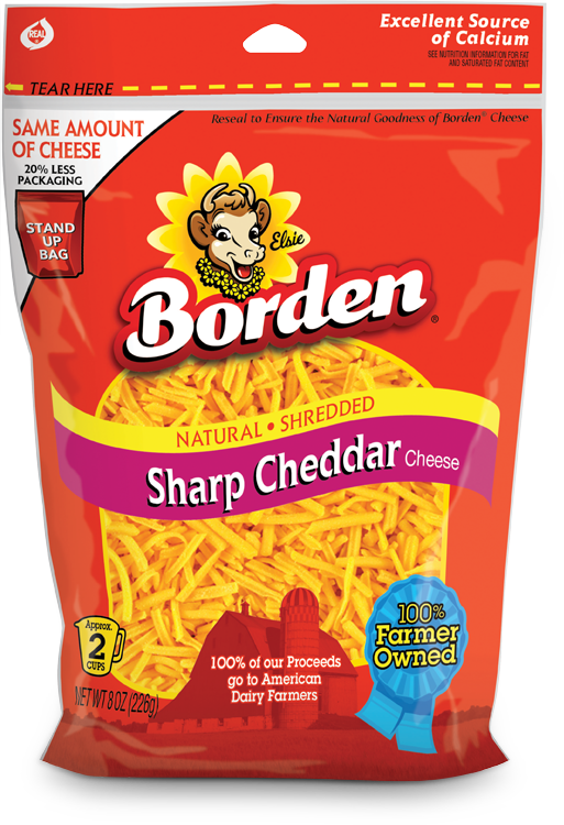 Sharp Cheddar Shreds - Borden Cheddar Cheese Shredded (513x750), Png Download