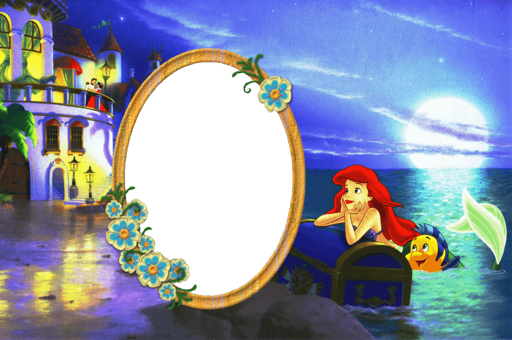 Marco Para Fotos De Los Dibujos La Sirena - Marcos Para Fotos De La Sirenita (1040x691), Png Download