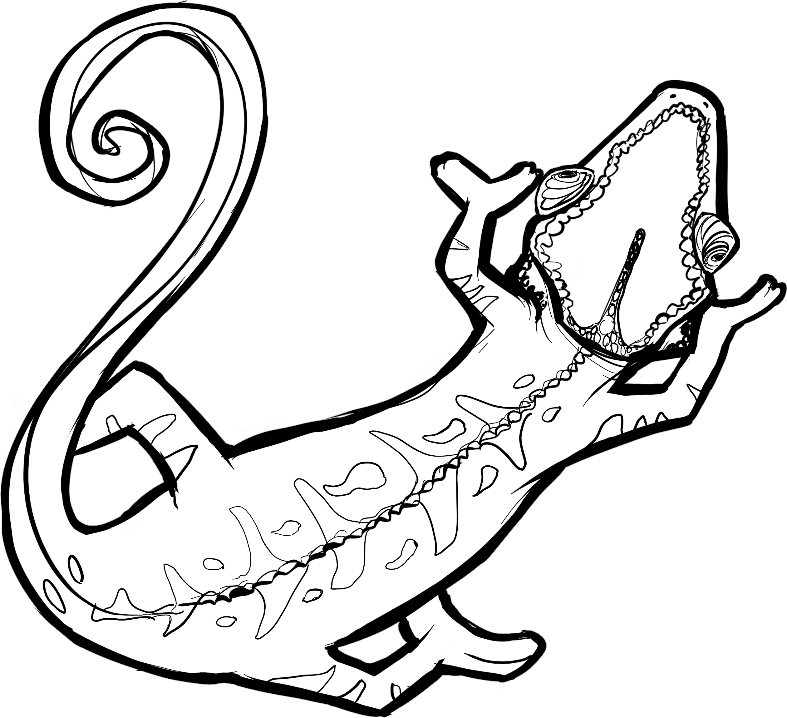 Chamaleon Outlines Black And White - Wikimedia Commons (3000x3000), Png Download