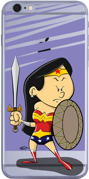 Caricatura Mulher Maravilha Na Internet - Internet (331x590), Png Download