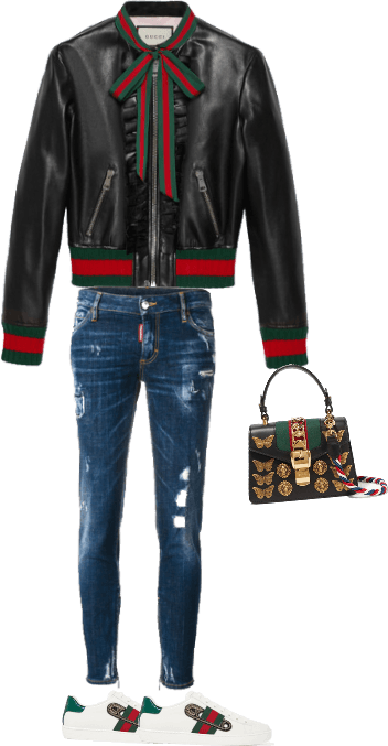 Gucci Gang - Leather Jacket (352x677), Png Download