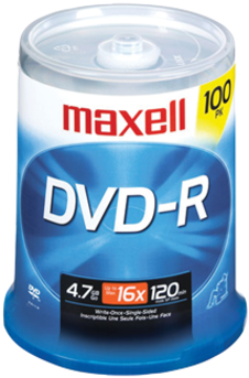 Maxell 638014 4.7gb 120-minute Dvd-rs (100-ct) (380x380), Png Download