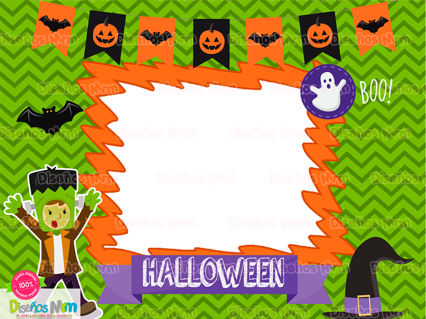 Marcos Halloween Fotografia Octubre Plantilla Fantasmas - Marcos De Invitaciones De Halloween (850x637), Png Download