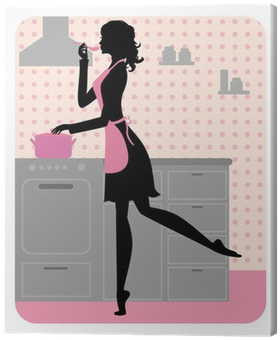 Silhouette Of Beautiful Girl Cooking Canvas Print • - Silueta De Mujer Cocinando (400x400), Png Download