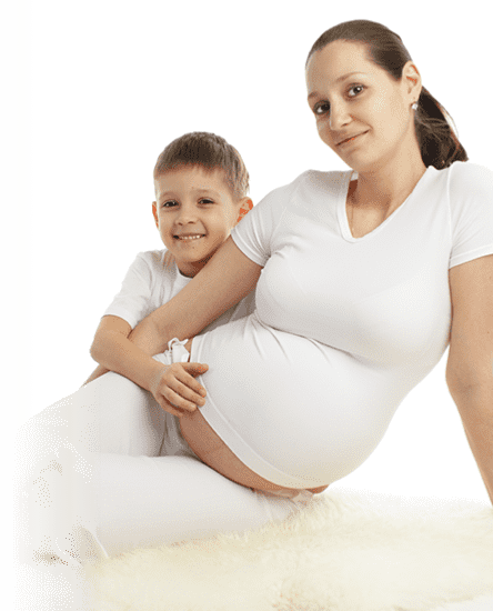 Pregnant Woman And Child - Mother (444x550), Png Download