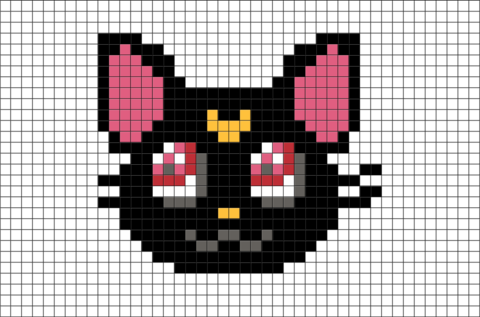 Sailor Moon Cat Luna Pixel Art - Luna Sailor Moon Pixel Art (480x317), Png Download
