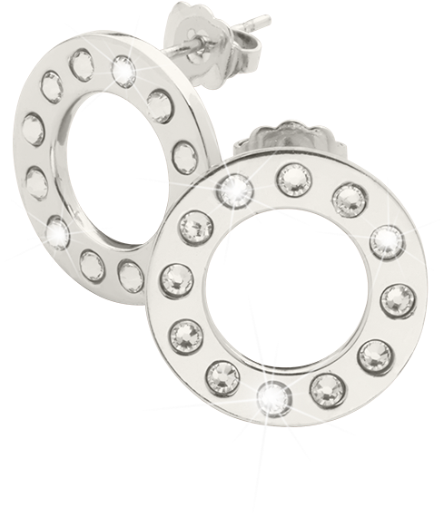 Nikki Lissoni Circle Sparkle Silver Plated Stud Earrings - Nikki Lissoni Silver-plated Earrings Of 16mm With Swarovski (600x600), Png Download