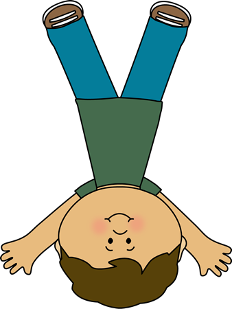 Boy Doing Carthweel Clip Art - Upside Down Boy Clipart (338x450), Png Download