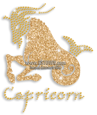 Cool Capricorn Symbol Iron-on Rhinestone Motif - Capricorn (450x450), Png Download