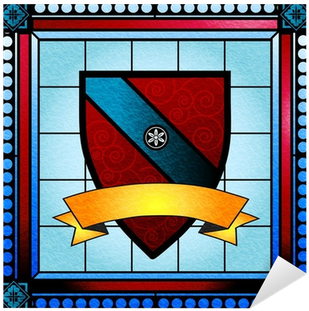 Coat Of Arms Stained Glass Window With Blank Scroll - Stained Glass Crest (400x400), Png Download