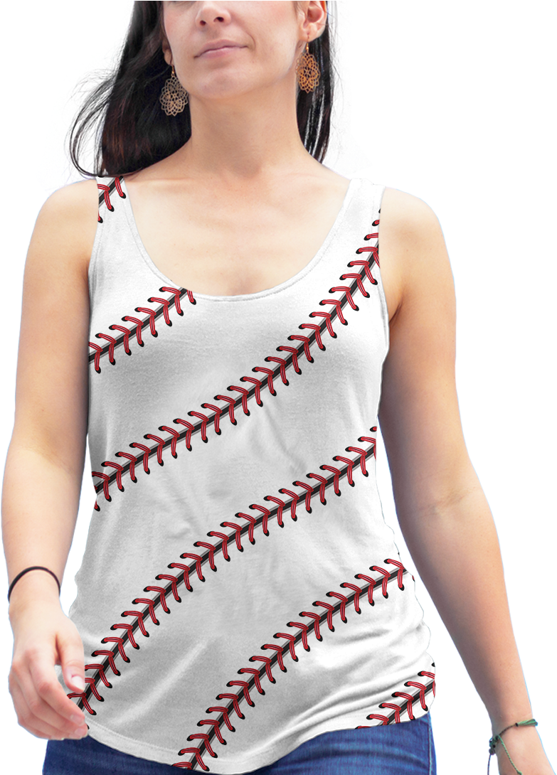 Baseball Stitch Racerback Tank Top - Softball Stitches Women's Canvas Shoes Apparel (900x1089), Png Download