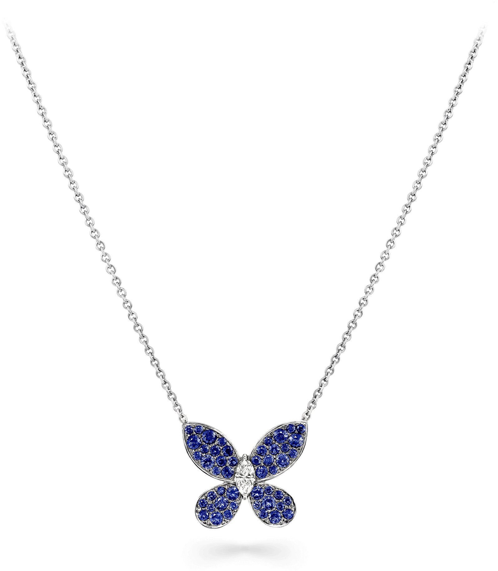 A Graff Pavé Butterfly Sapphire And Diamond Pendant - Necklace (2000x2000), Png Download