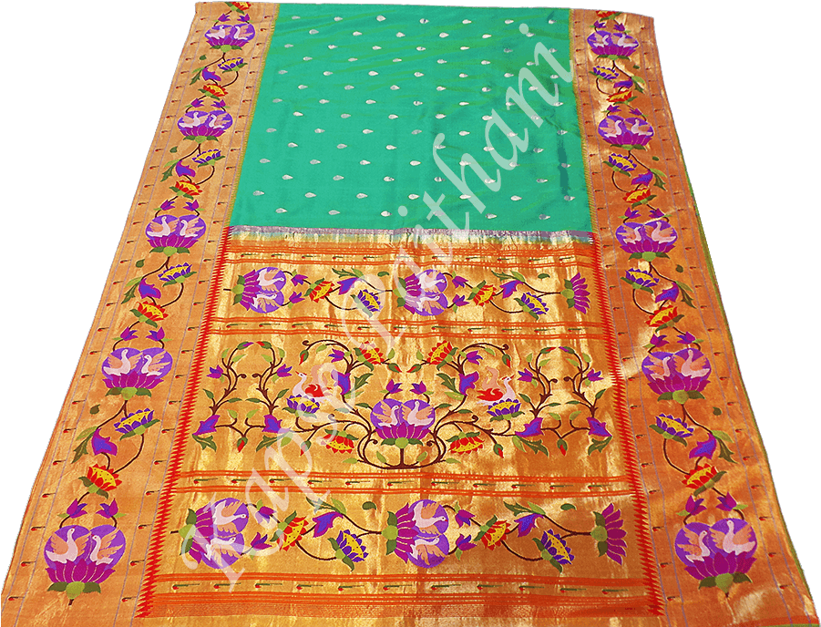 1461481507 Brocade Swan With Flower Border - Kapse Paithani Yeola (900x694), Png Download