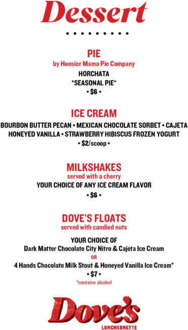 Doves Dessert Menu - Menu (1000x773), Png Download