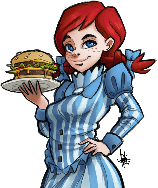 Hamburger Fast Food Cartoon Fictional Character Male - Wendys Transparent (631x750), Png Download