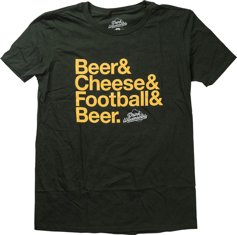 Drink Wisconsinbly Beer & Cheese & Football & Beer - T-shirt (1023x1024), Png Download
