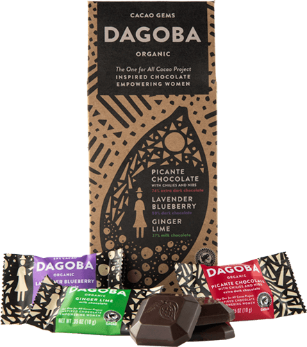 Dagoba Organic Assorted Gems [dag-astgem ] - Dagoba Organic Assorted Chocolate Pouch - 4.2oz (442x500), Png Download