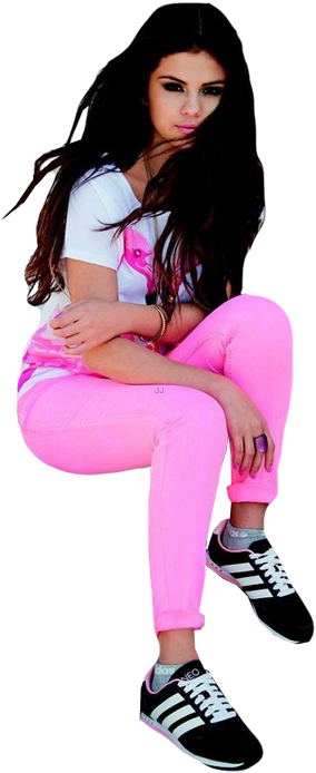 Selena Gomez In Leggings (500x701), Png Download