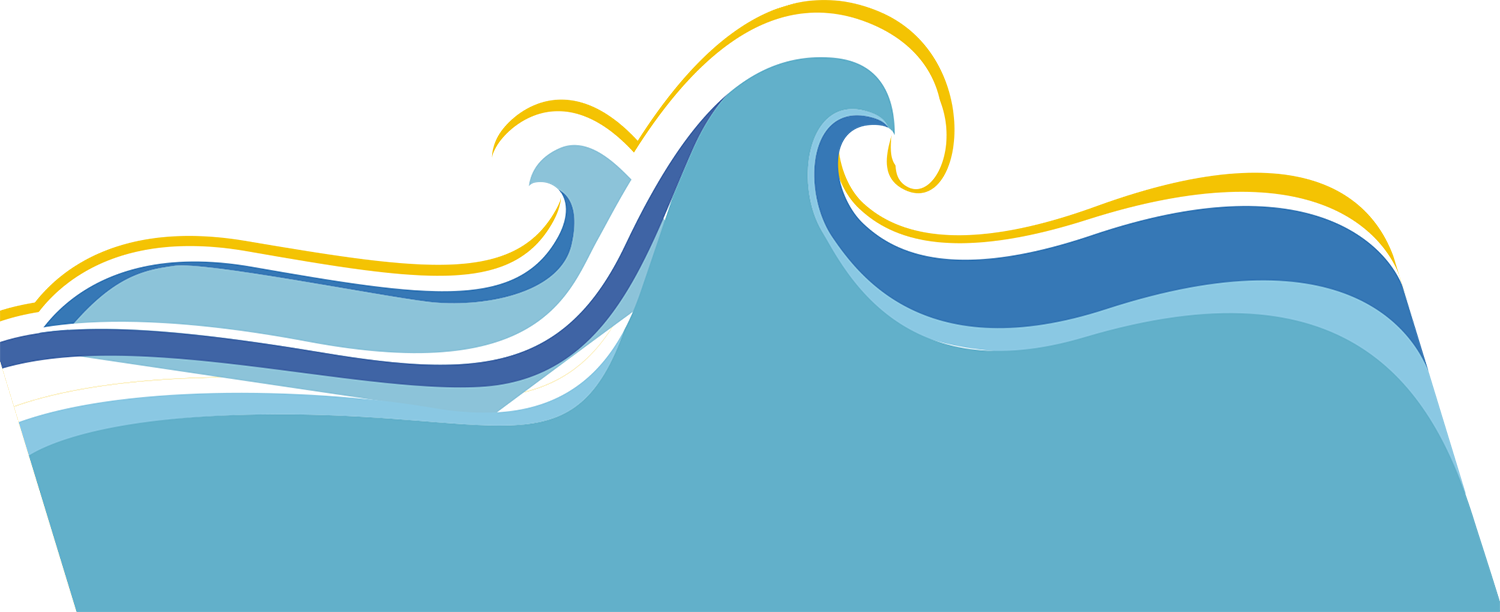 Ocean Wave Blue And Yellow - Yellow (1500x612), Png Download