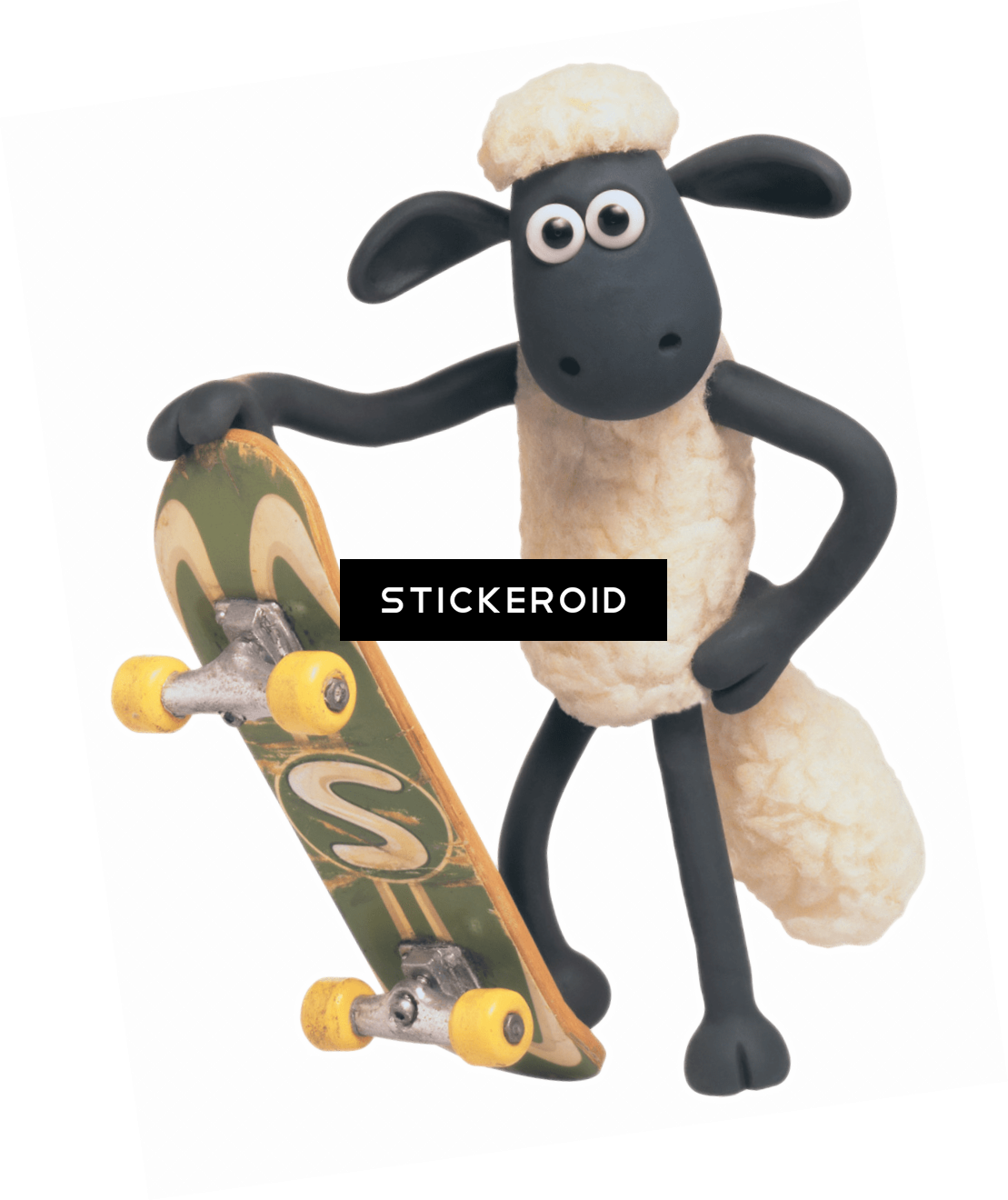 Shaun The Sheep Skateboard - Naklejka Na Okno (1109x1320), Png Download