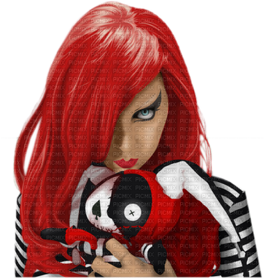 Kaz Creations Woman Femme Redhead Emo - Doll (381x400), Png Download