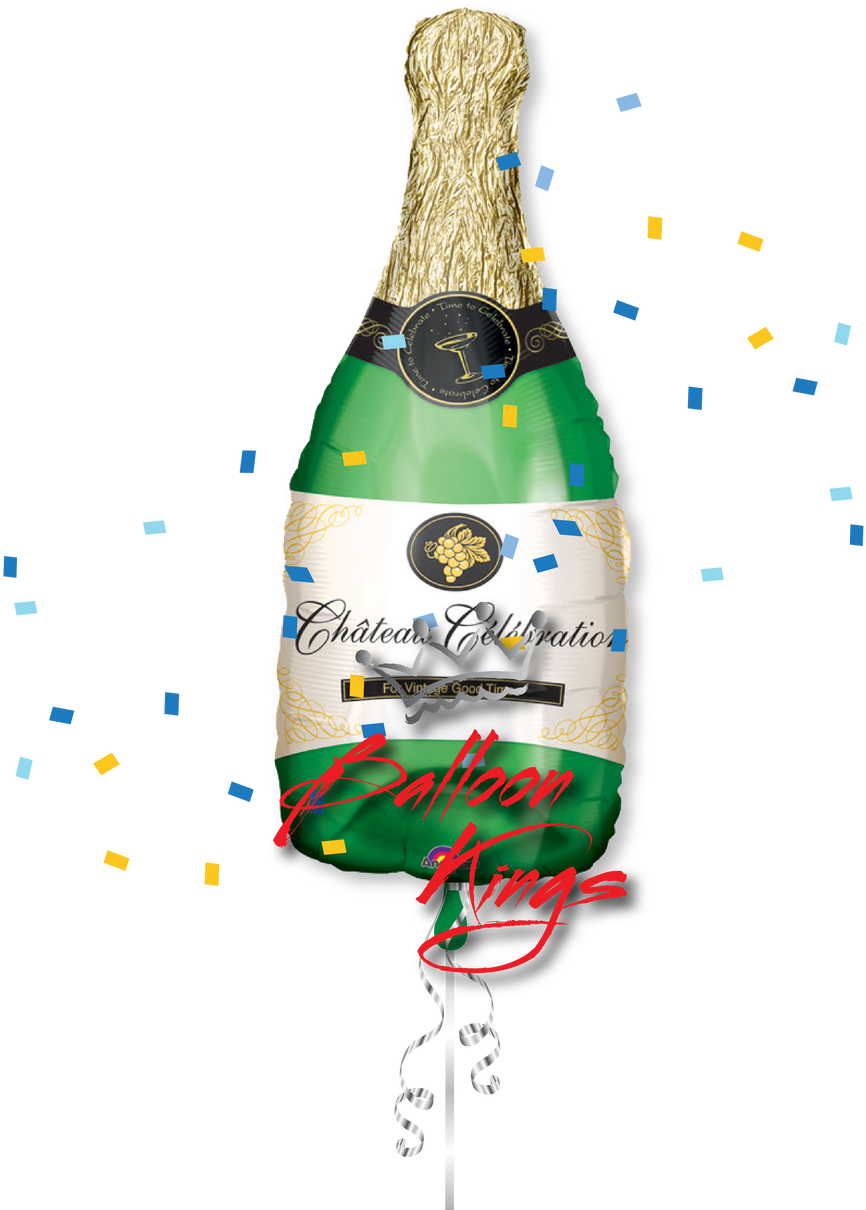 Champagne Bottle - Champagne Balloon Transparent (1280x1280), Png Download