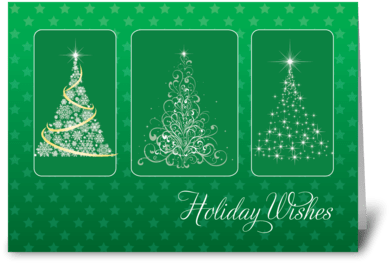 Christmas Trees Bright Light Stars Greeting Card - Christmas Trees Bright Light Stars On Green Card (424x349), Png Download