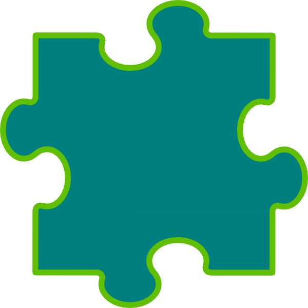 Blue Green Puzzle Piece Clip Art - Puzzle Piece Clipart (600x600), Png Download