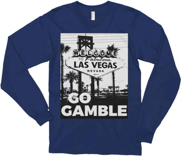Go Gamble B&w Ink Las Vegas Sign Long Sleeve T-shirt - Famous Las Vegas Sign On Br Aluminum License Plate (600x600), Png Download